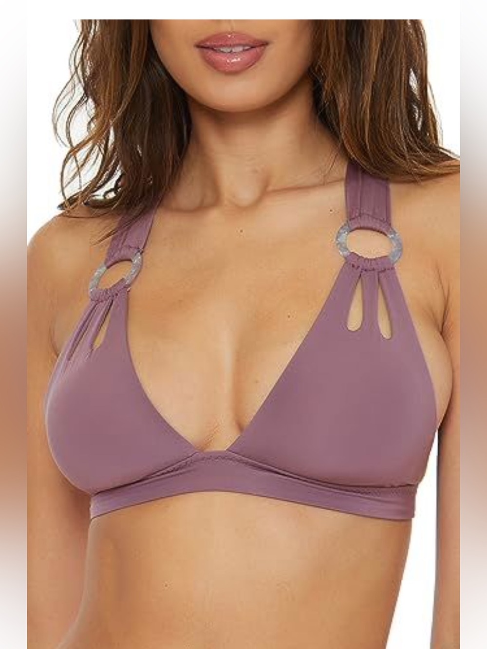 BECCA by Rebecca Virtue Women's Ring Halter Bikini Top, Adjustable, NWT- medium